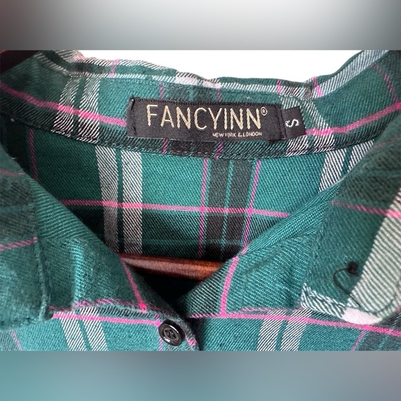Fancyinn plaid dress green white and pink colours fits size S-M with pockets - Picture 6 of 10